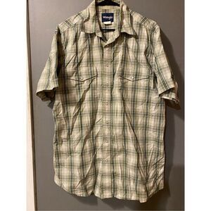 Wrangler Green Vintage Short Sleeve Button Up Pearl Snap Shirt Size XL